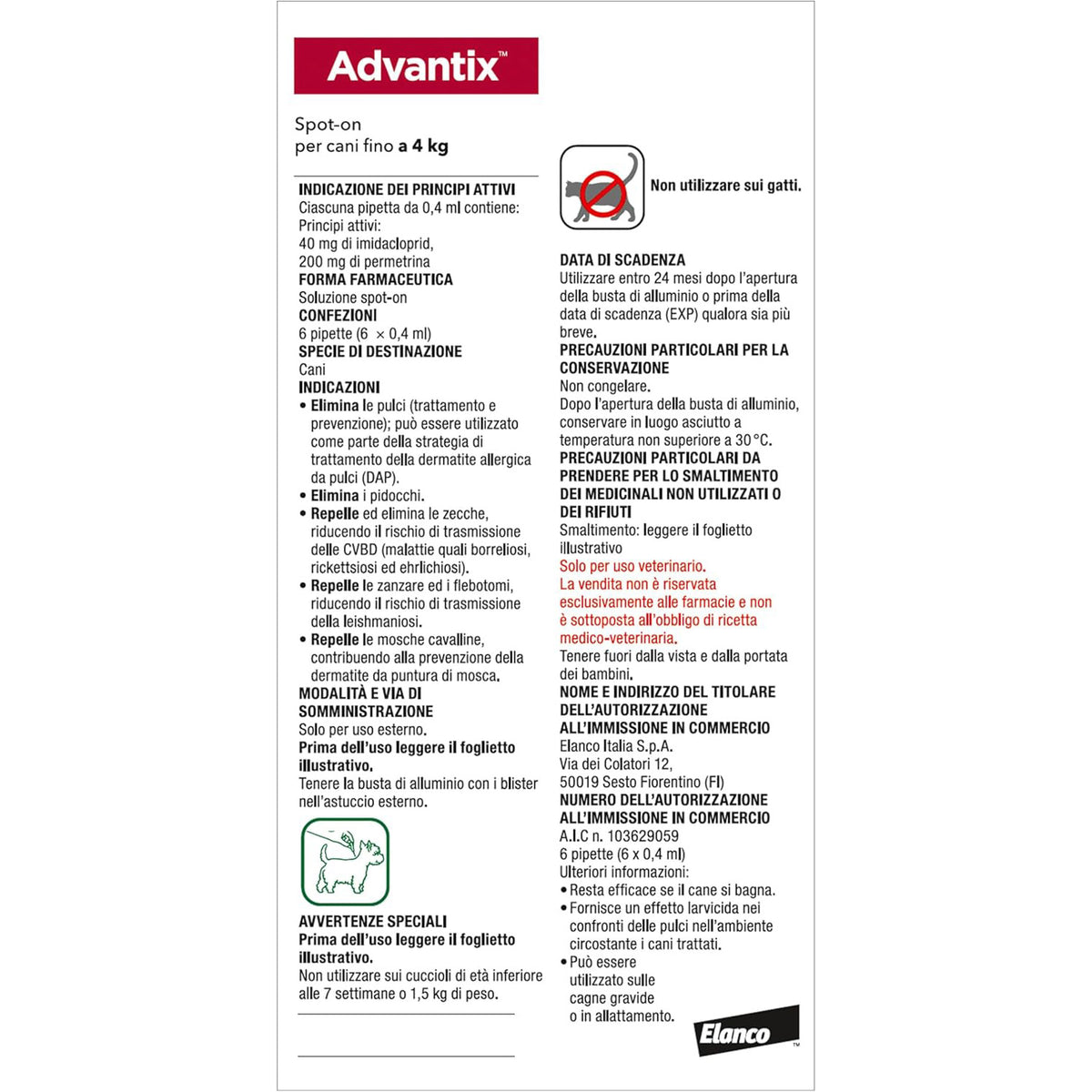 ADVANTIX SPOT-ON fino 4kg (6 x 0,4ml)