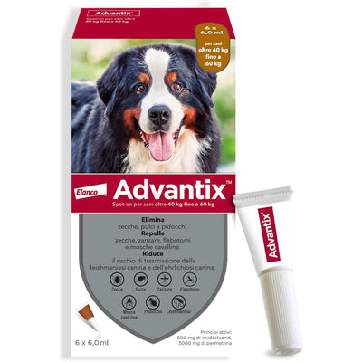 Advantix Spot-On antiparassitario per cani 40-60 kg, confezione da 6 pipette da 6 ml