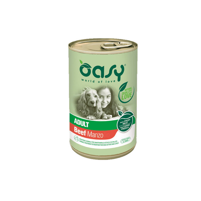 Lattina di mangime umido Oasy Lifestage Adult paté manzo per cani adulti 400 g