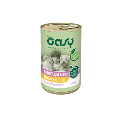 Paté umido Oasy Lifestage Adult Light in Fat per cani adulti in lattina 400 g
