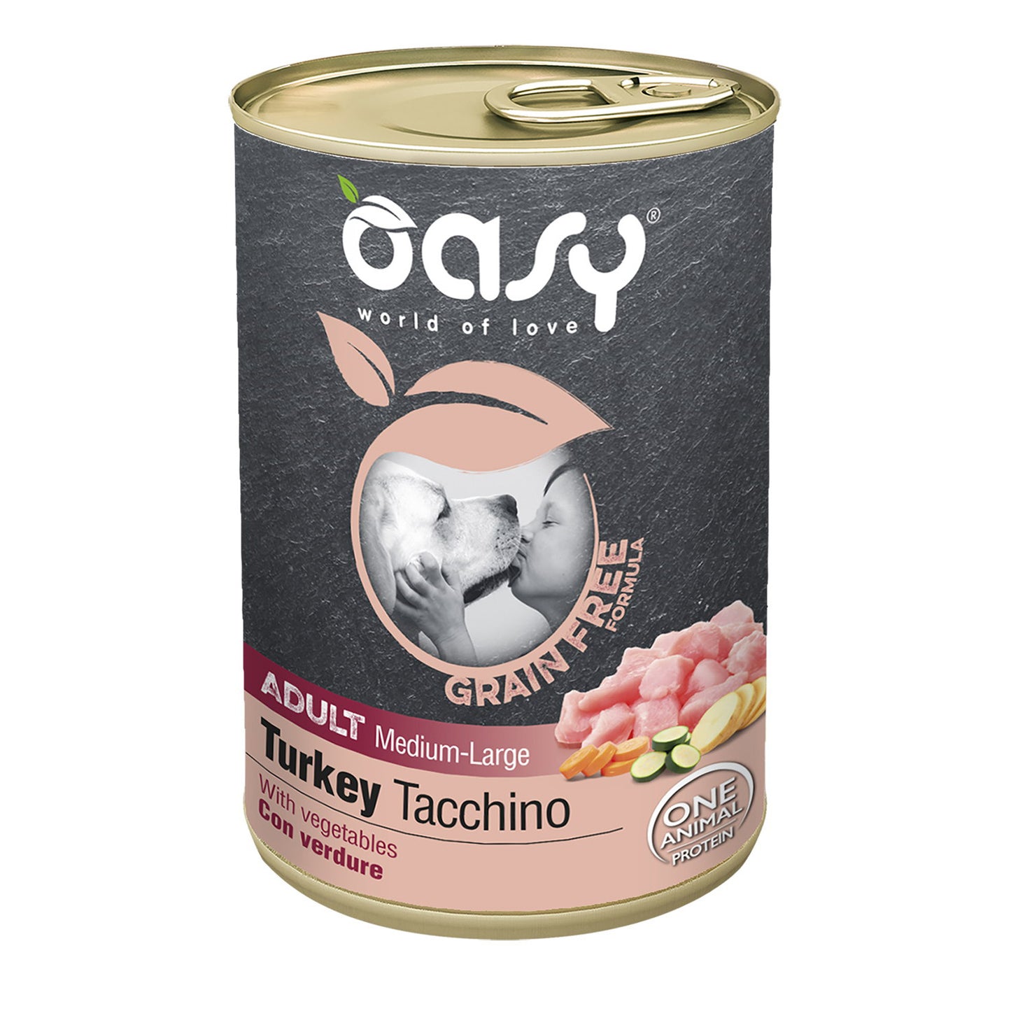 Oasy Wet Dog GRAIN FREE - ADULT MEDIUM/LARGE TACCHINO Lattina 400 gr