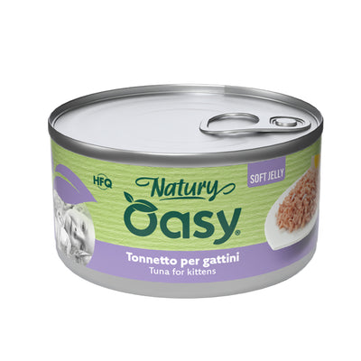 Alimento umido per gattini Oasy Wet Cat Natury Soft Jelly tonnetto in gelatina lattina