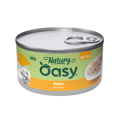Lattina di alimento umido Oasy Natury Soft Jelly pollo per gatti adulti