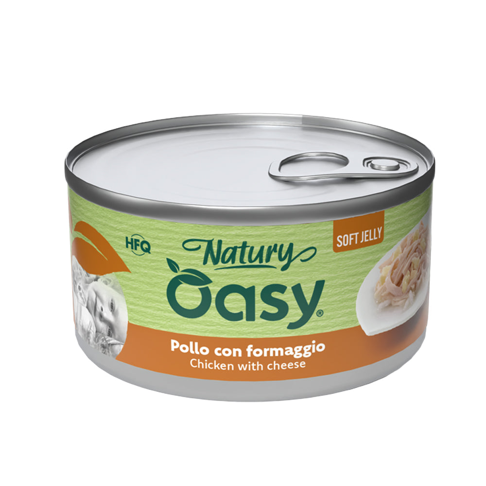 Lattina Oasy Wet Cat Natury Soft Jelly pollo e formaggio per gatti adulti