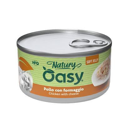 Lattina Oasy Wet Cat Natury Soft Jelly pollo e formaggio per gatti adulti