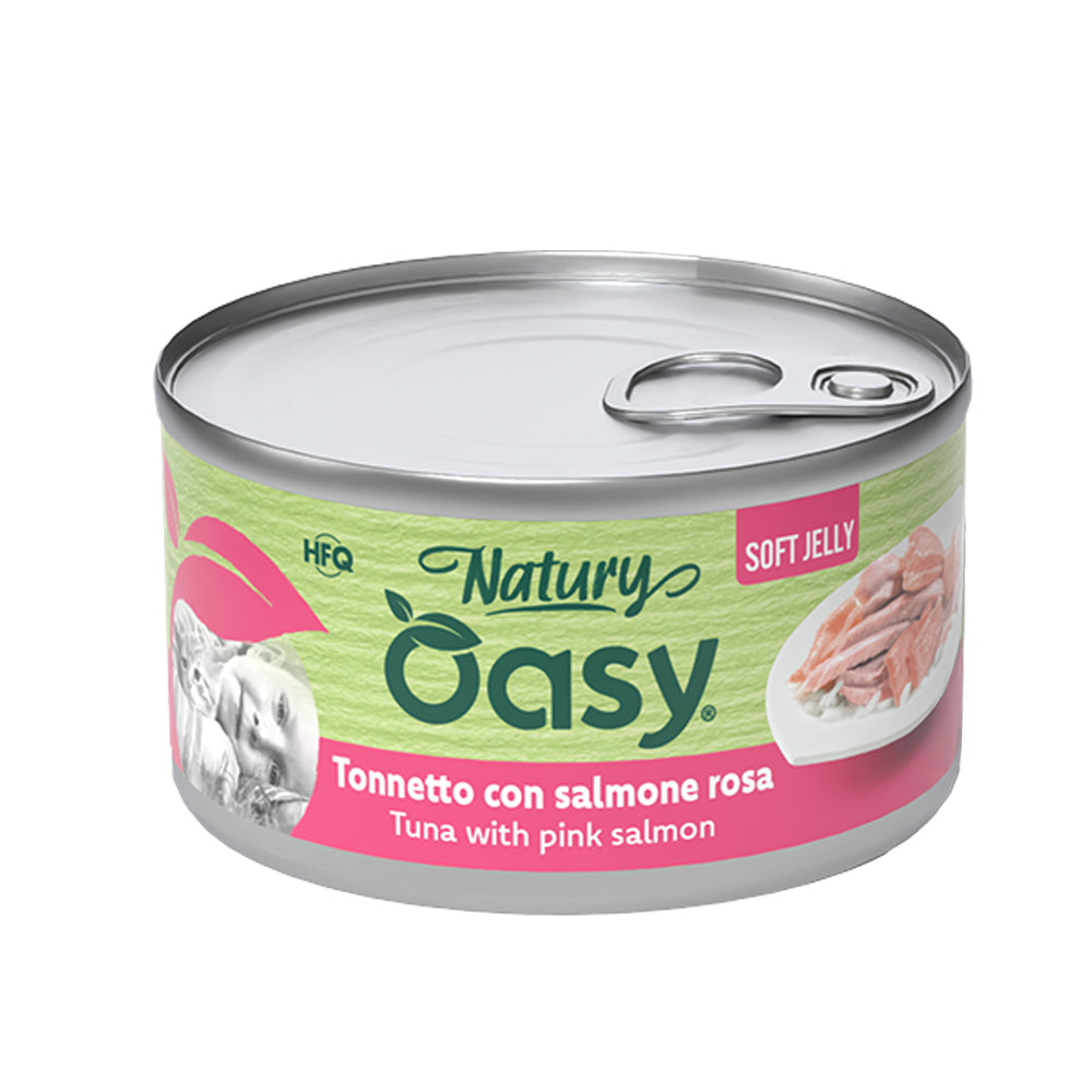 Lattina Oasy Wet Cat Natury Soft Jelly tonnetto salmone rosa 85g per gatti adulti