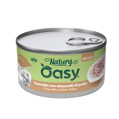 Alimento umido per gatti Oasy Wet Cat Natury Soft Jelly tonnetto con pollo in lattina
