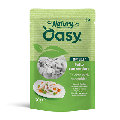 Alimento umido per gatti Oasy Wet Cat Natury Soft Jelly pollo con verdure busta 70 g