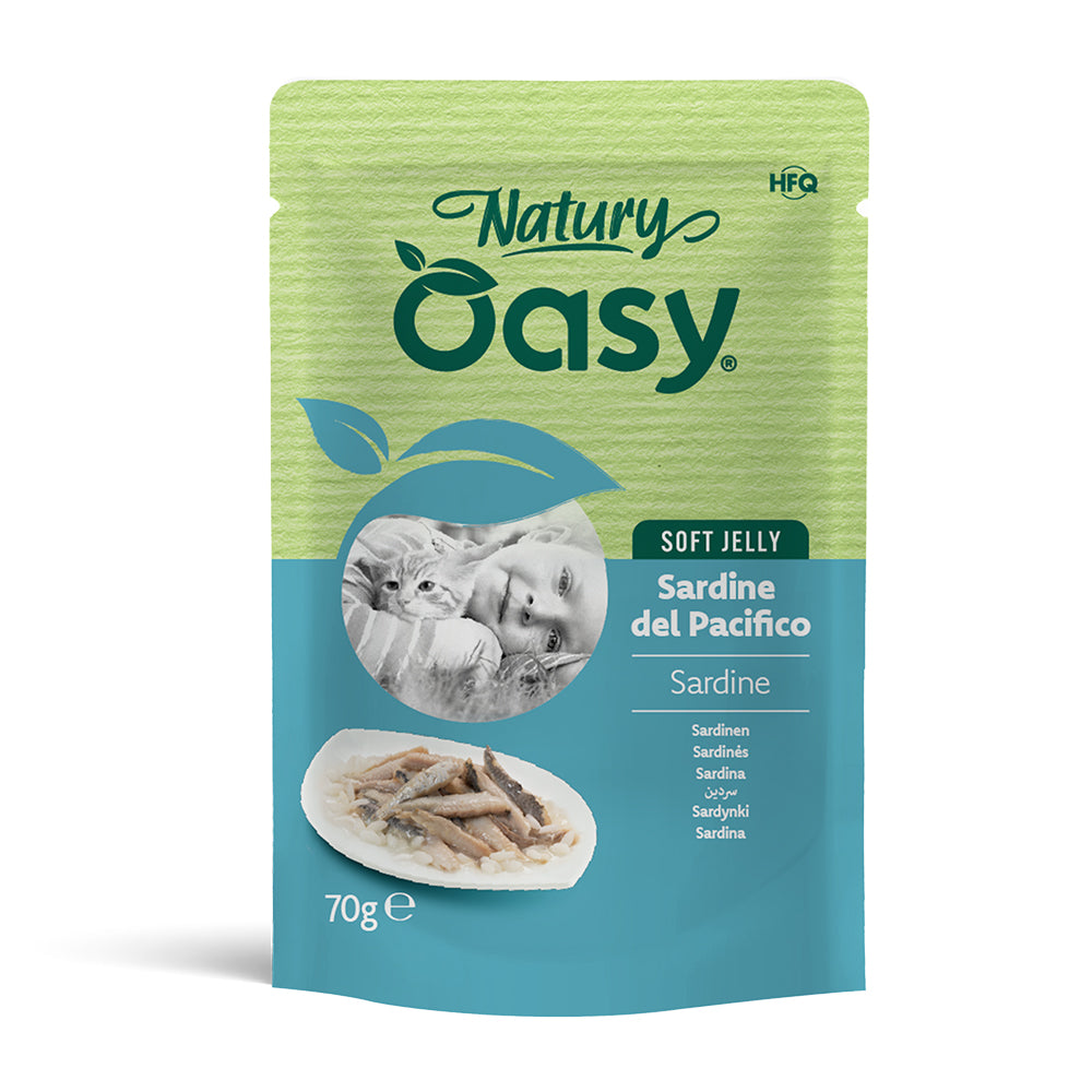Mangime umido per gatti Oasy Natury Soft Jelly sardine busta 70g