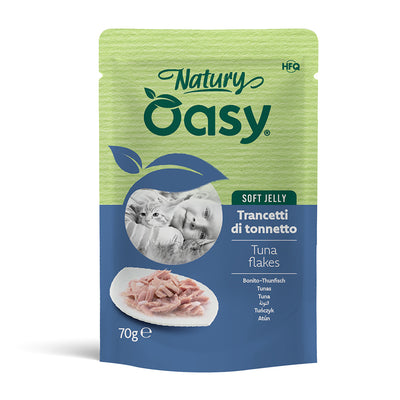 Alimento umido per gatti adulti Oasy Wet Cat Natury Soft Jelly tonnetto in busta 70 g