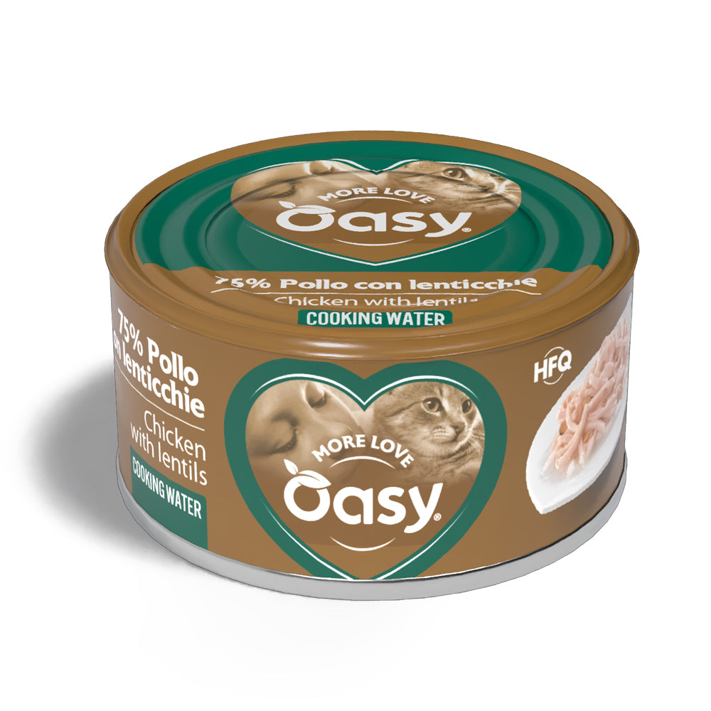 Lattina Oasy Wet Cat More Love pollo con lenticchie 70 g per gatti adulti