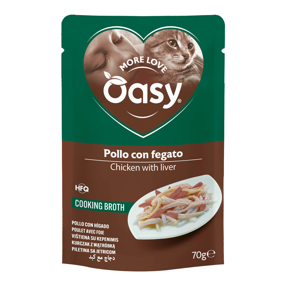 Busta Oasy More Love alimento umido per gatti pollo con fegato 70 g
