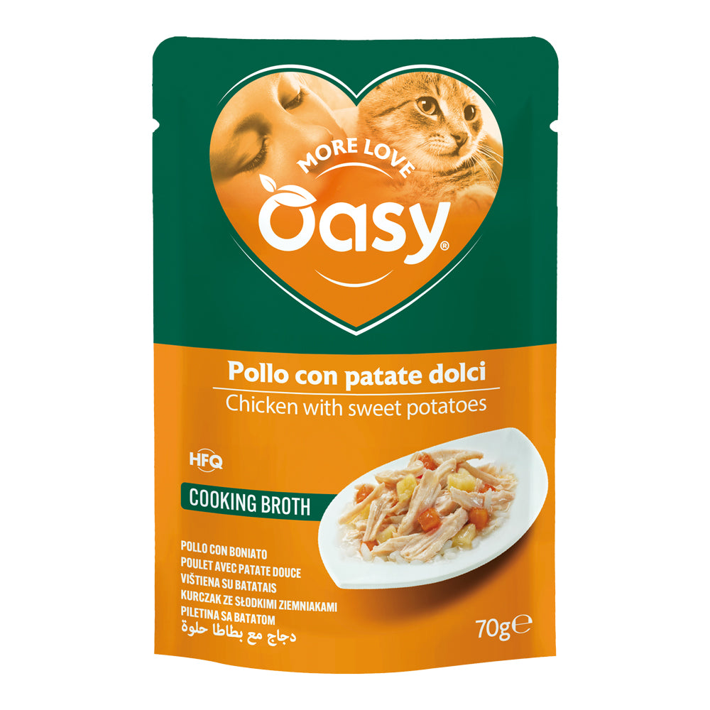 Busta Oasy Wet Cat More Love pollo con patate dolci 70 g per gatti adulti