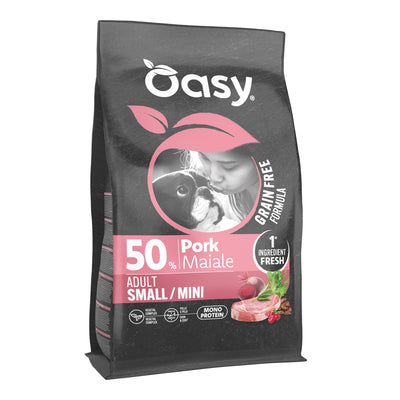 Crocchette Oasy Dry Dog Grain Free Maiale per cani adulti mini, 2 kg