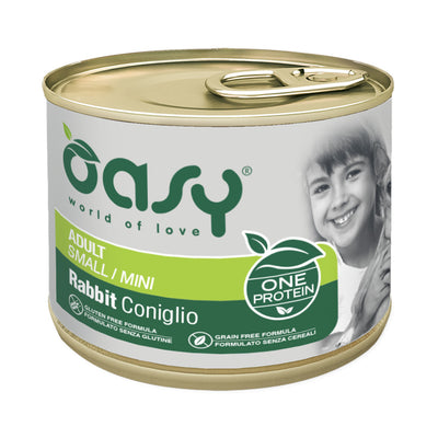 Paté umido Oasy Wet Dog ONE per cani adulti mini coniglio, lattina 200 g