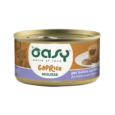 Mousse per gattini con pollo Oasy Caprice in lattina da 85 g, alimento umido cremoso