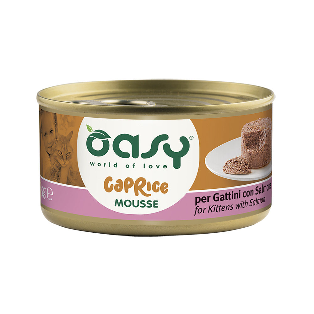 Oasy Wet Cat CAPRICE - Mousse per GATTINI con SALMONE Lattina 85 gr