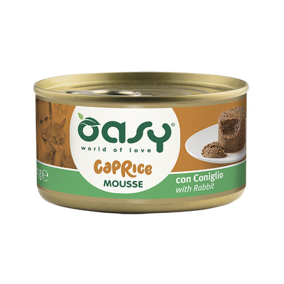 Mousse per gatti adulti con coniglio Oasy Wet Cat Caprice in lattina 85 g
