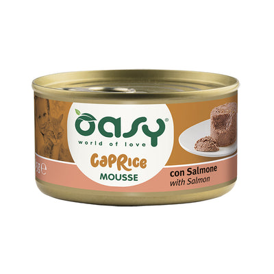 Mousse salmone per gatti adulti Oasy Caprice in lattina 85 g, alimento umido cremoso
