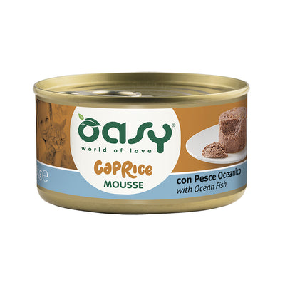 Mousse per gatti adulti Oasy Caprice con pesce oceanico in lattina 85 g