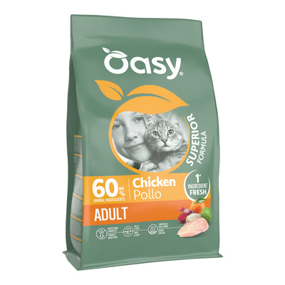 Crocchette secche Oasy Dry Cat Superior Adult Pollo per gatti adulti con pollo fresco e pesce disidratato