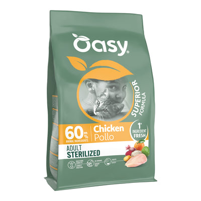 Mangime secco Oasy Dry Cat Superior per gatti adulti sterilizzati al pollo in crocchette