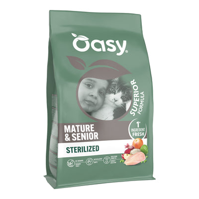 Mangime secco per gatti mature sterilizzati con pollo fresco, supporto articolare e controllo peso
