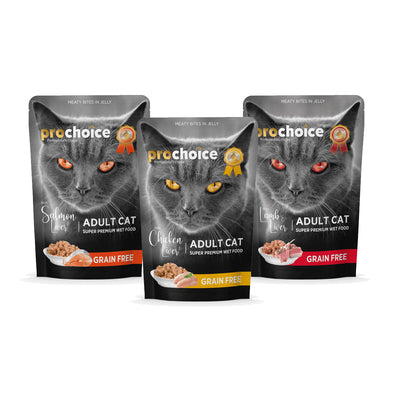 Multipack PROCHOICE 72 bustine bocconcini in gelatina per gatti adulti, 85 g ciascuna