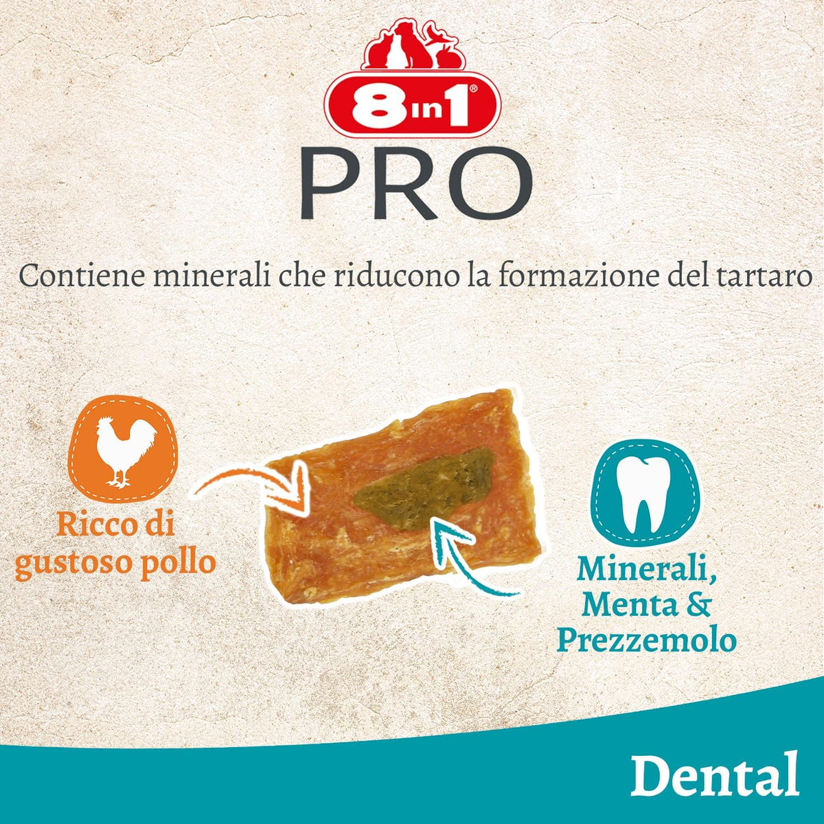 8in1 Fillets Pro Dental S 80 g snack dentale per cani per la routine di igiene orale