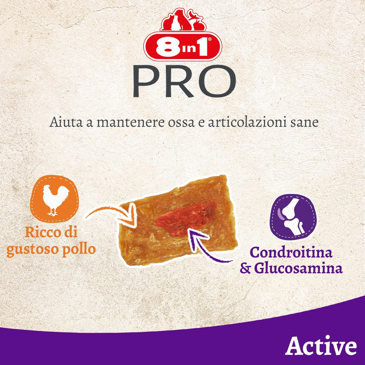 8in1 Fillets Pro Active S 80 g snack per cani formato piccolo