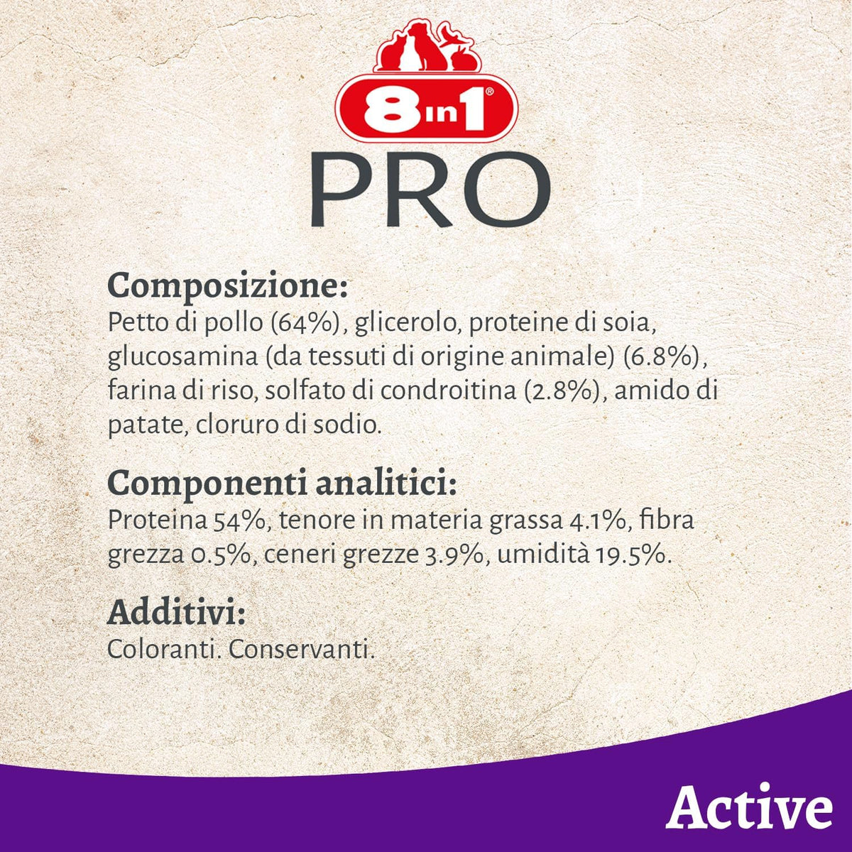 8in1 Fillets Pro Active S 80 g snack per cani formato piccolo