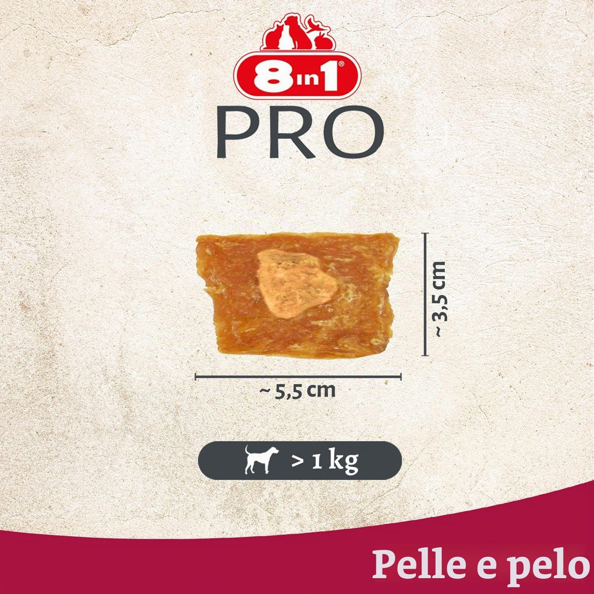 8in1 Fillets Pro Skin & Coat S 80 g snack per cani per il benessere di pelle e pelo