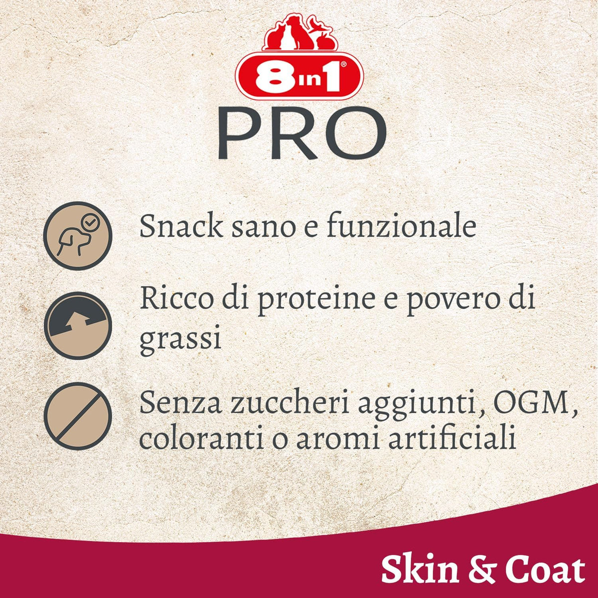 8in1 Fillets Pro Skin & Coat S 80 g snack per cani per il benessere di pelle e pelo