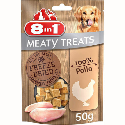 Snack liofilizzati per cani 100% petto di pollo in cubetti da 15 mm, 50 g