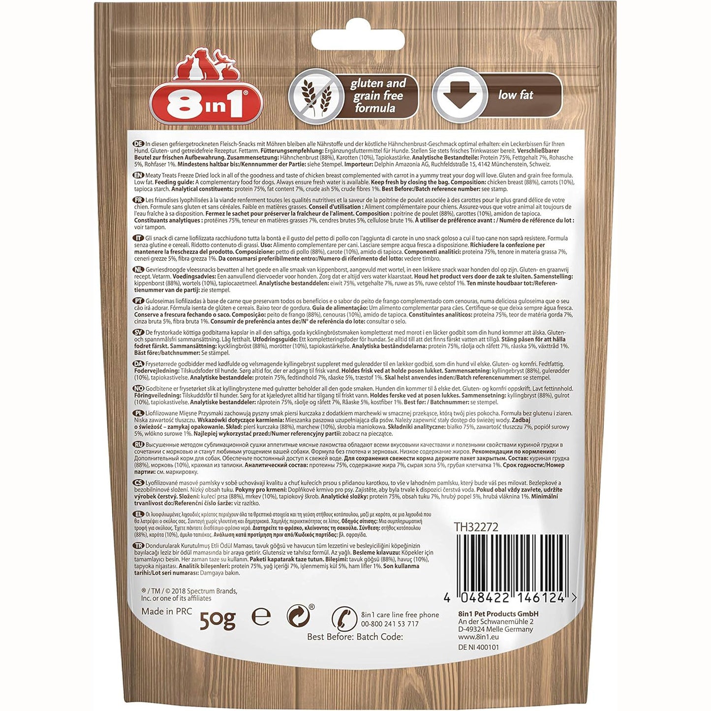 8IN1 FREEZE DRIED MEATY TREATS POLLO & CAROTE GR. 50