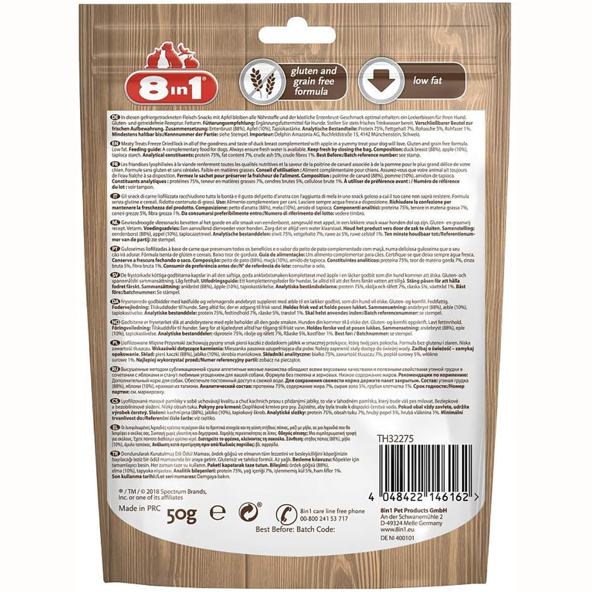 8IN1 FREEZE DRIED MEATY TREATS ANATRA & MELA GR. 50