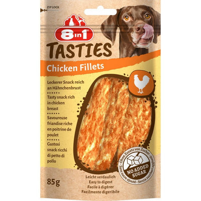 Snack per cani 8in1 Tasties filetti di pollo puro 86%, 85 g