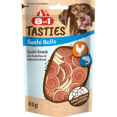 Sushi rolls per cani toy e piccola taglia con petto di pollo e merluzzo, 85 g