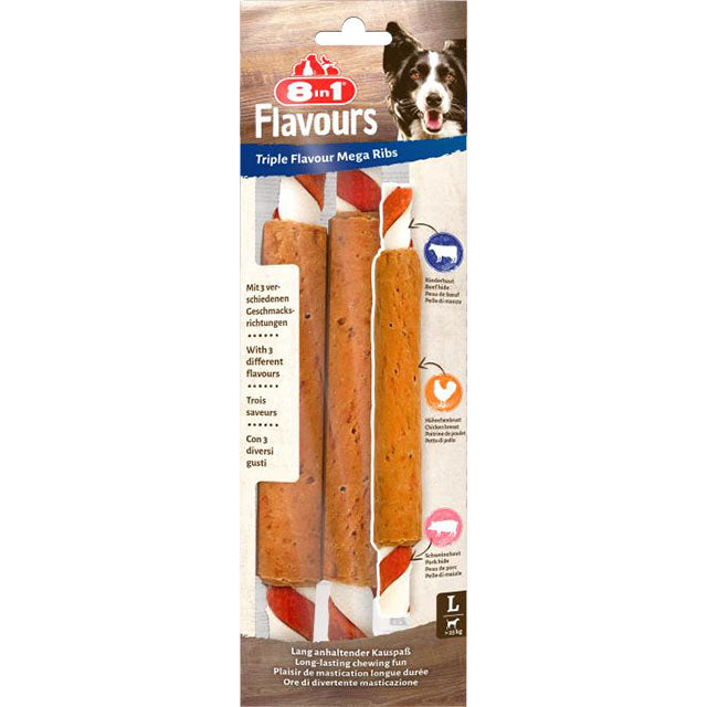 Costolette mega XXL 8in1 Triple Flavour per cani grandi, 2 pezzi da 140 g