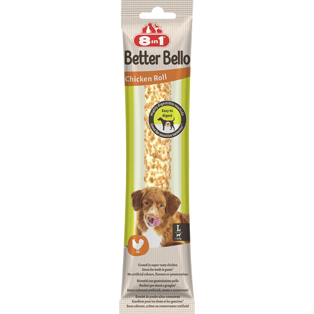 Chicken Roll Large per cani masticabile in collagene grezzo ricoperto di pollo, 1 pezzo