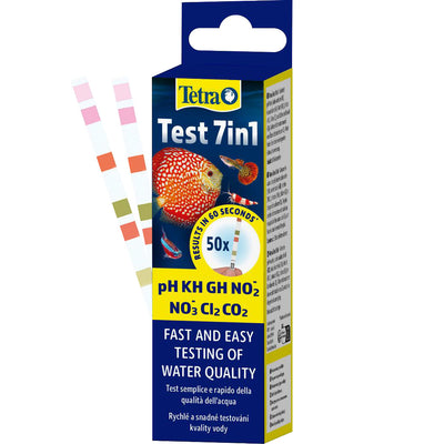 Tetra Test 7 in 1, confezione da 50 strisce reattive per analisi acqua acquario