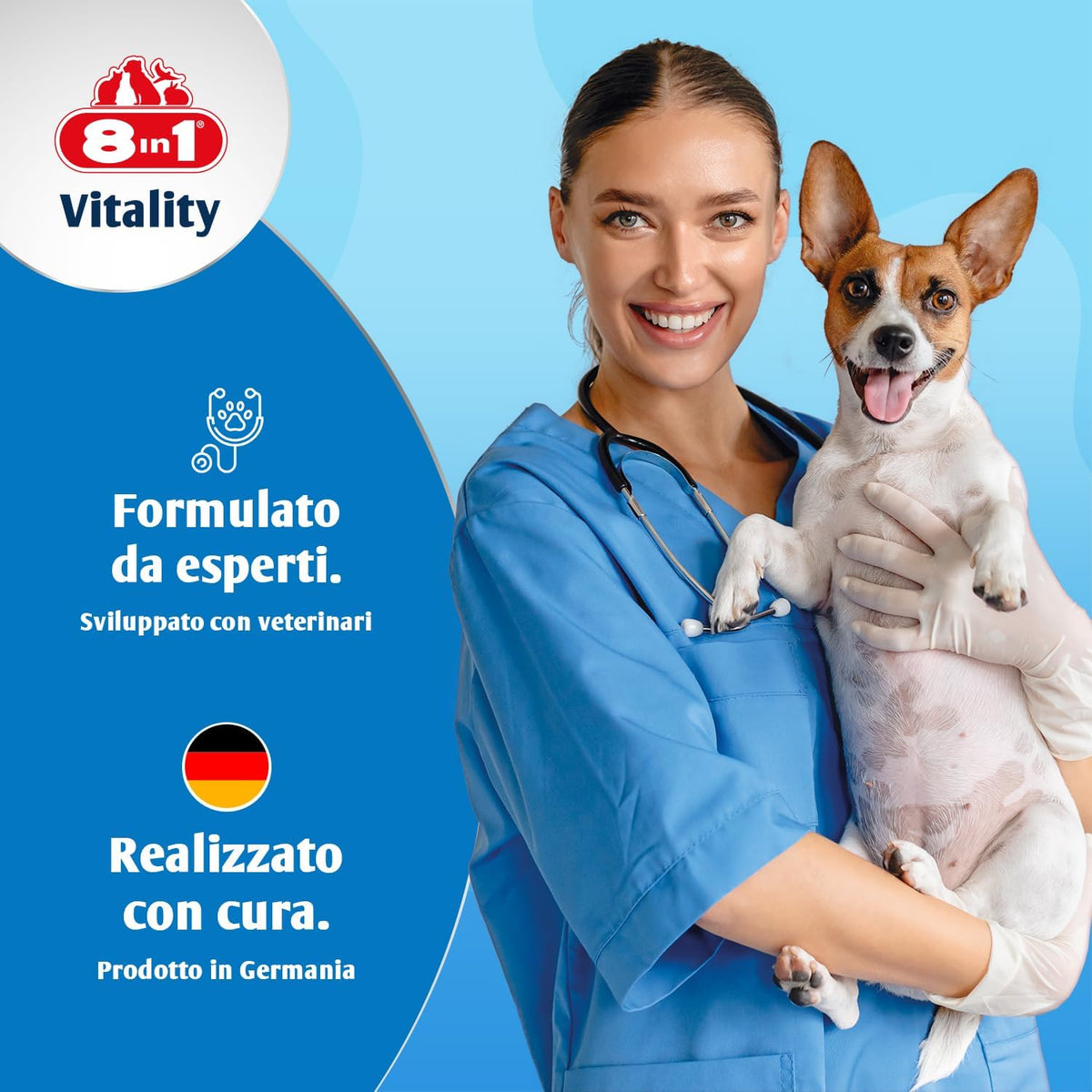 Compresse multivitaminiche 8in1 per cuccioli in barattolo da 100 compresse, 185 ml