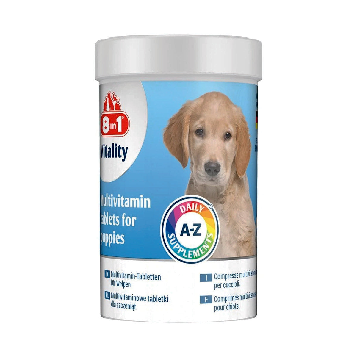 Compresse multivitaminiche 8in1 per cuccioli in barattolo da 100 compresse, 185 ml