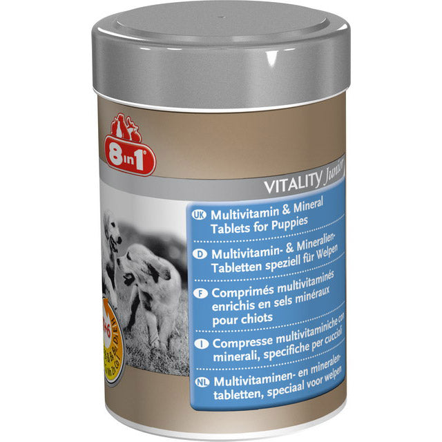 Compresse multivitaminiche 8in1 per cuccioli in barattolo da 100 compresse, 185 ml