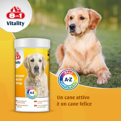 Pastiglie multivitaminiche 8in1 per cani adulti, barattolo da 70 compresse