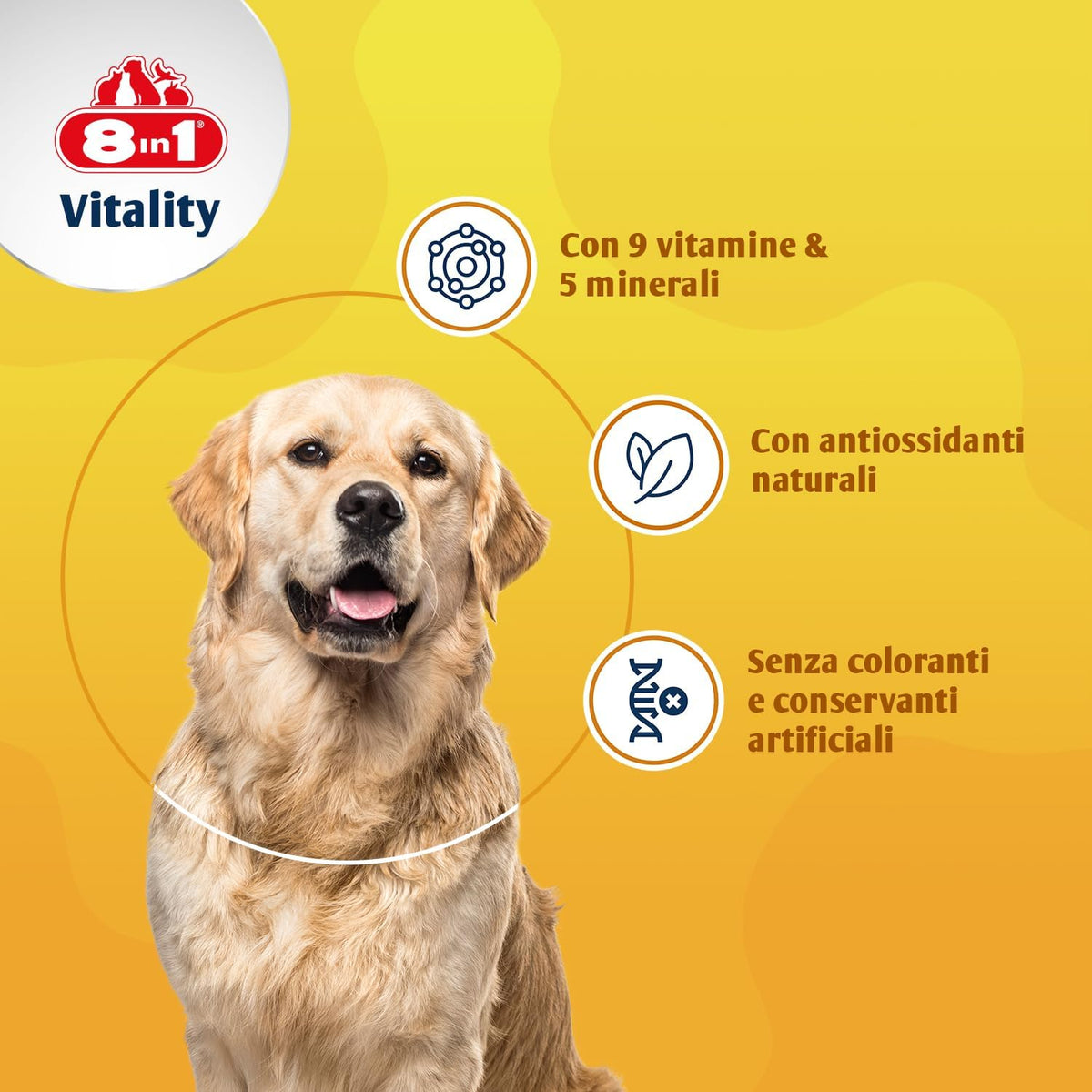 Pastiglie multivitaminiche 8in1 per cani adulti, barattolo da 70 compresse
