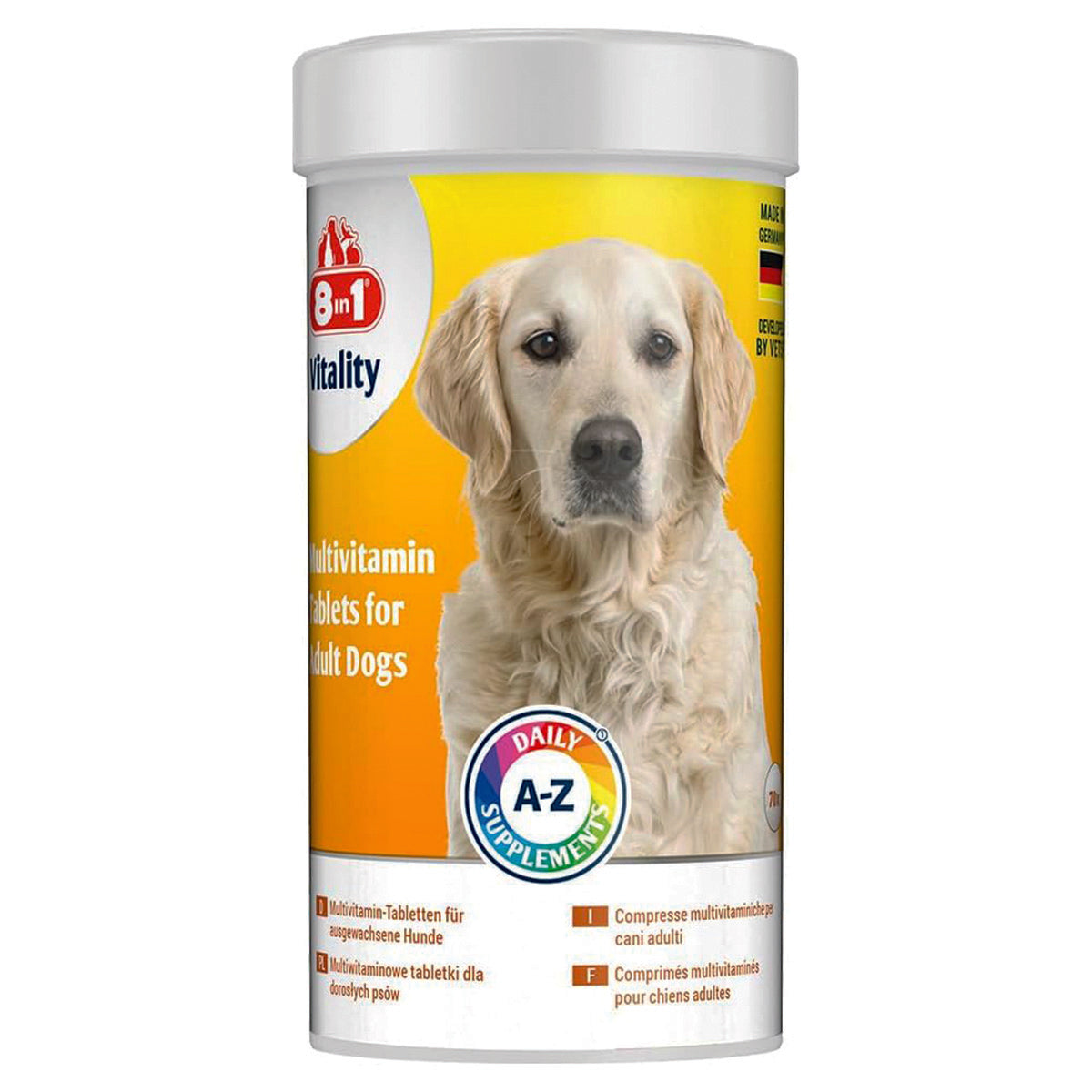 Pastiglie multivitaminiche 8in1 per cani adulti, barattolo da 70 compresse