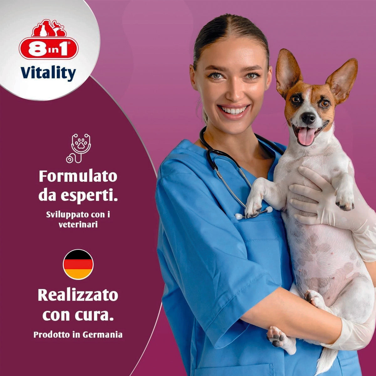 Pastiglie al lievito di birra 8in1 per cani, barattolo da 260 compresse per cute e pelo