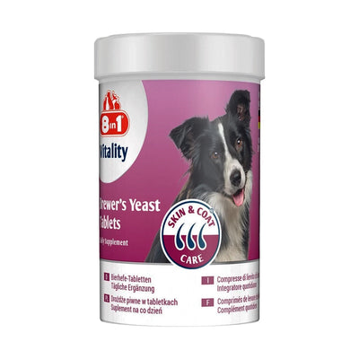 Pastiglie al lievito di birra 8in1 per cani, barattolo da 260 compresse per cute e pelo