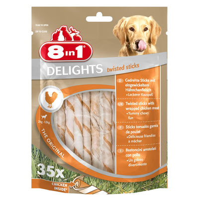 Bastoncini masticabili Twisted 8in1 Delights pollo avvolti in pelle bovina per cani piccoli